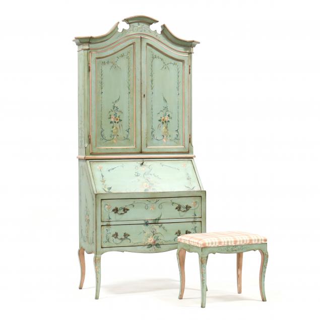 ITALIAN PAINTED SECRETARY BOOKCASE 34b7fb