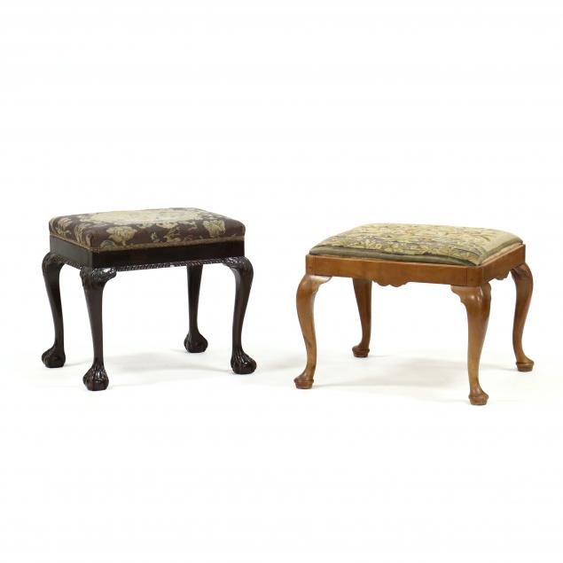 TWO VINTAGE UPHOLSTERED STOOLS 34b81e