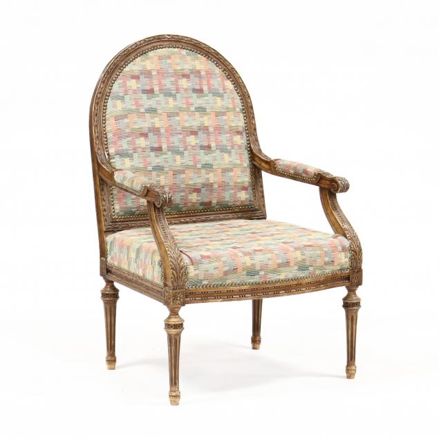 LOUIS XVI STYLE CARVED FAUTEUIL