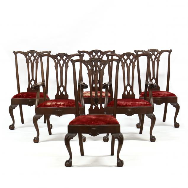 SET OF SIX CHIPPENDALE STYLE CARVED 34b87b