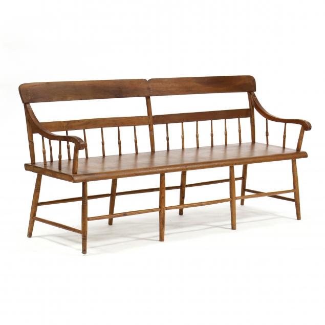 ANTIQUE AMERICAN DEACONS BENCH 19th