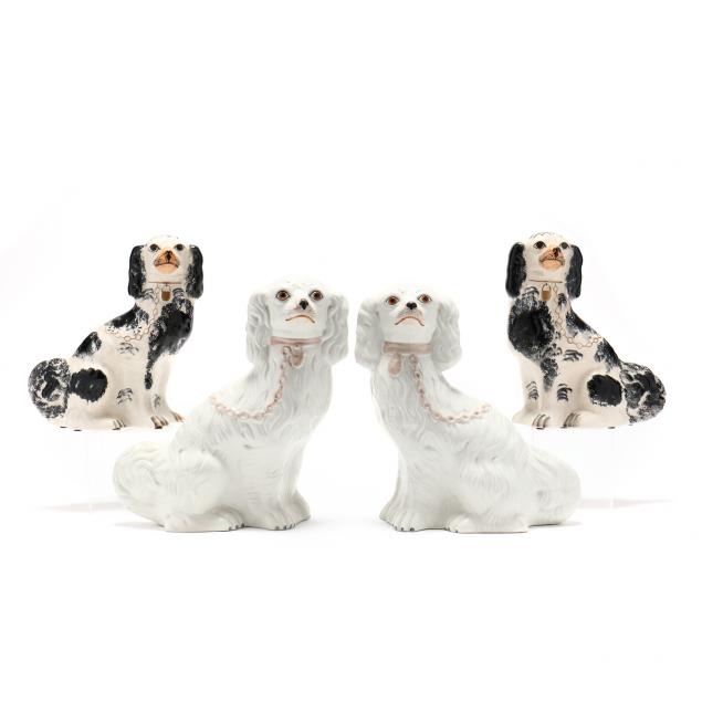 TWO PAIRS OF STAFFORDSHIRE SPANIEL