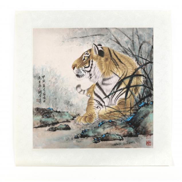 A CHINESE PAINTING OF A TIGER  34b923