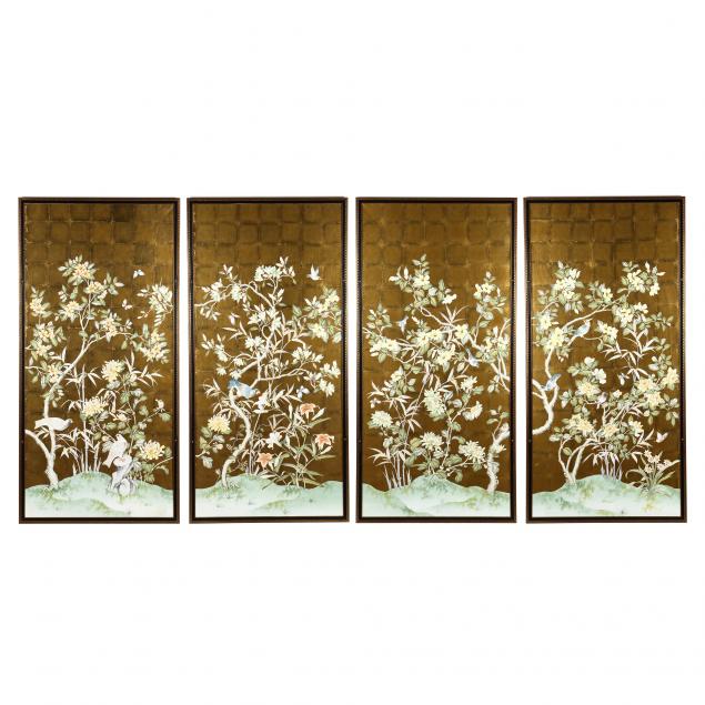 SET OF FOUR FRAMED LARGE CHINOISERIE 34b91c