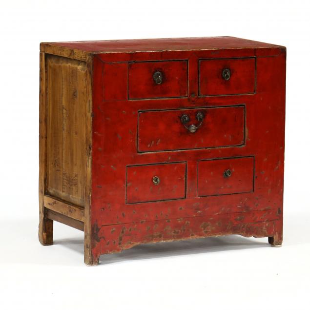 CHINESE RED LACQUERED CABINET Early 34b931