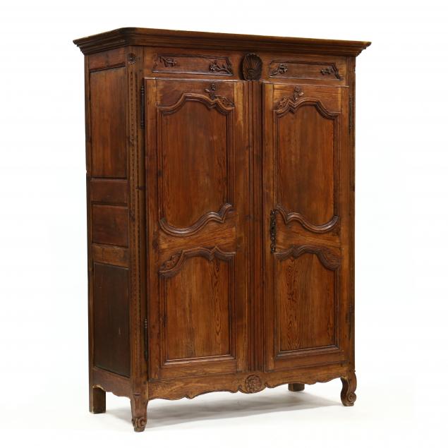 LOUIS XV STYLE CARVED PINE ARMOIRE