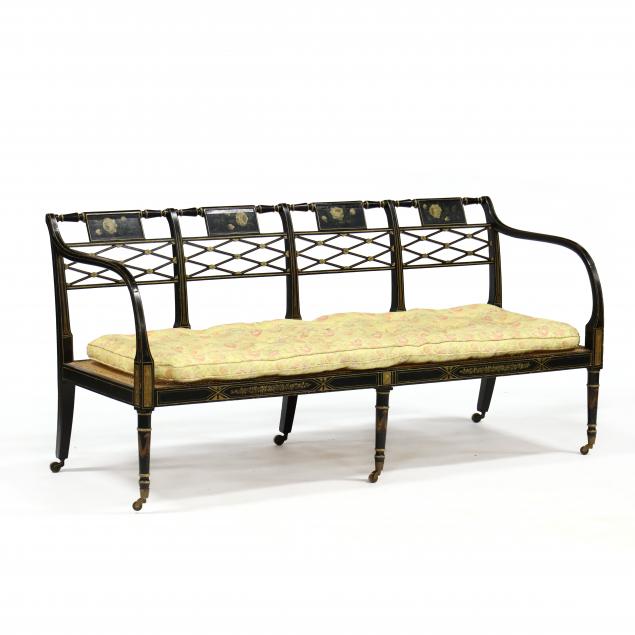 ANTIQUE ENGLISH PAINTED BENCH Late 34b953