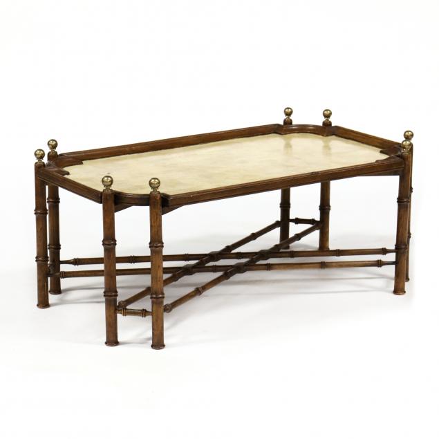 FAUX BAMBOO TRAY ON STAND COFFEE 34b97b