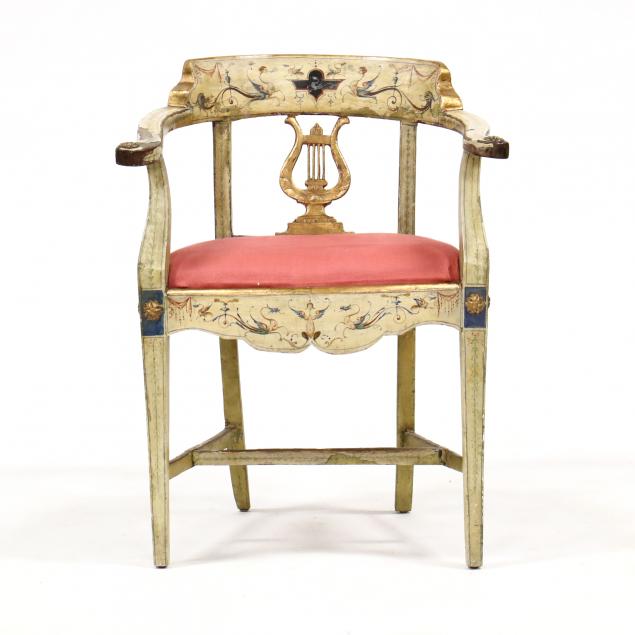 ANTIQUE ITALIANATE PAINTED ARMCHAIR  34b97f