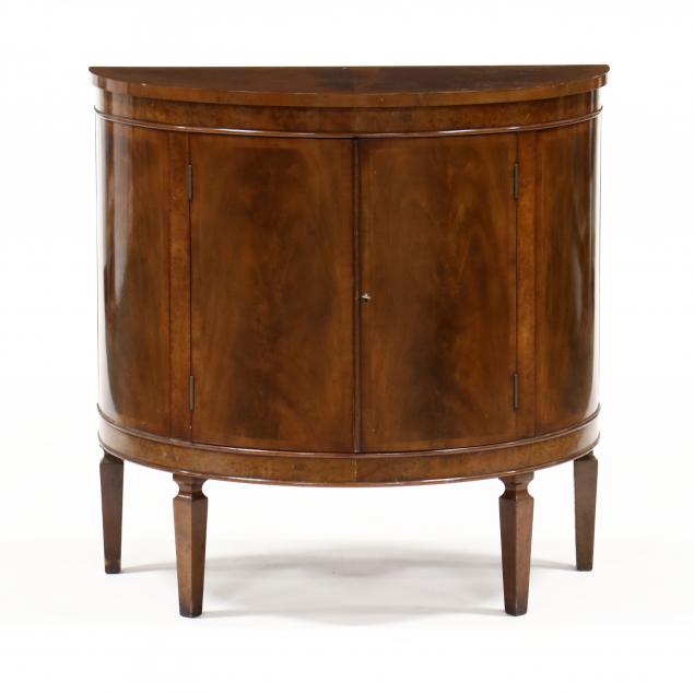 DIMINUTIVE MAHOGANY DEMILUNE CABINET 34b976