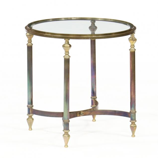 SMALL BRASS AND GLASS SIDE TABLE Late