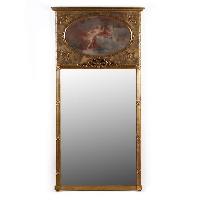 LOUIS XVI STYLE LARGE TRUMEAU MIRROR