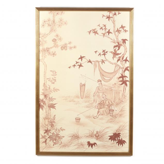 LARGE CHINOISERIE PAINTED PANEL,