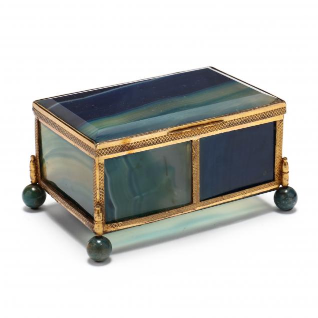 BANDED AGATE JEWELRY BOX Early 20th