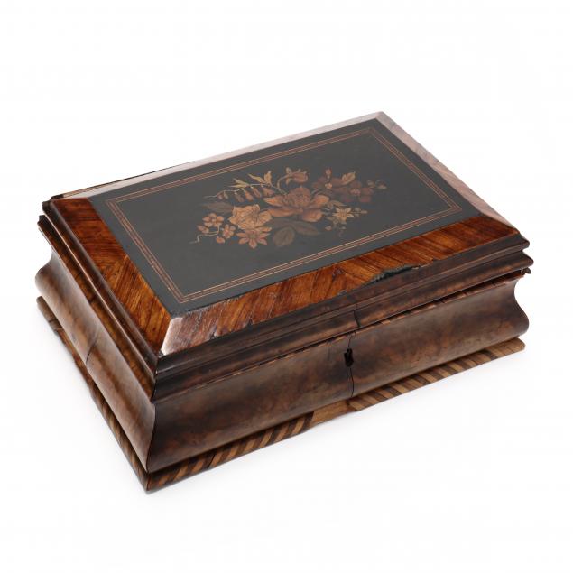 AN ANTIQUE INLAID JEWELRY BOX Late