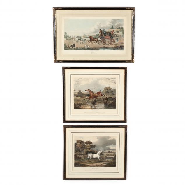 THREE ANTIQUE EQUESTRIAN AND CARRIAGE 34ba83