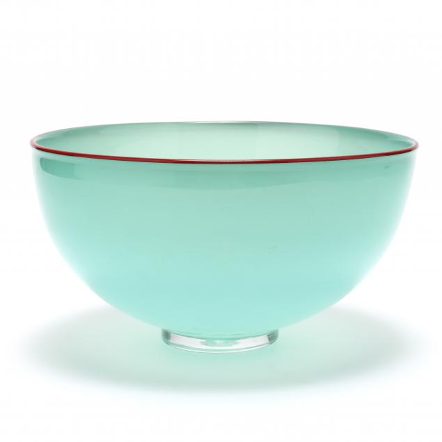 DANISH MODERN ART GLASS BOWL 1986,