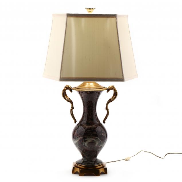 MARBRO, MARBLE AND BRASS URN TABLE LAMP
