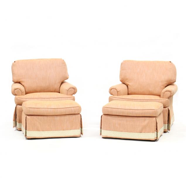 PAIR OF UPHOLSTERED CLUB CHAIRS