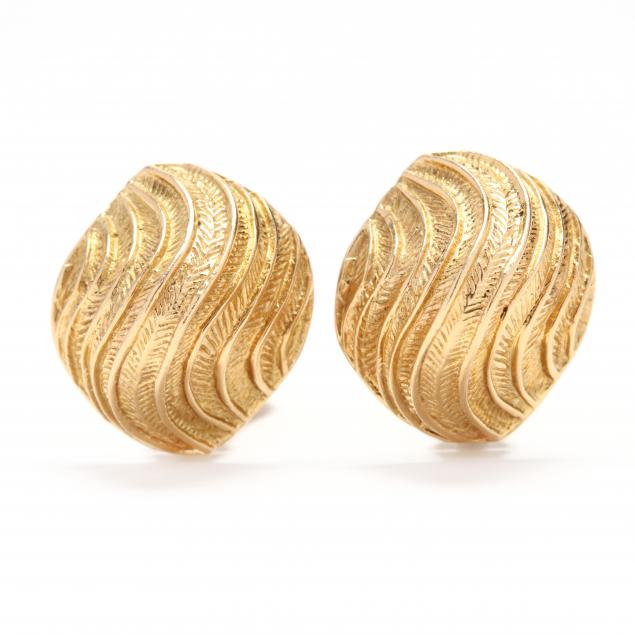 18KT GOLD EARRINGS, CARTIER In