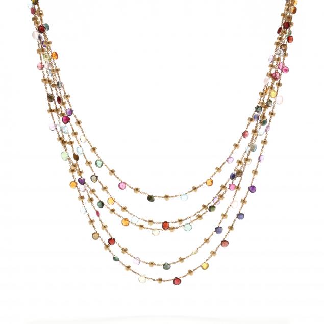 18KT GOLD AND MULTI-GEMSTONE NECKLACE,