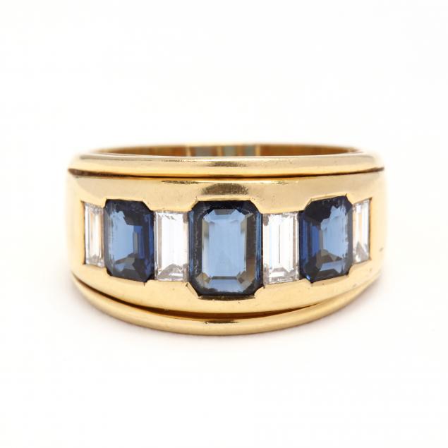 18KT GOLD, SAPPHIRE, AND DIAMOND