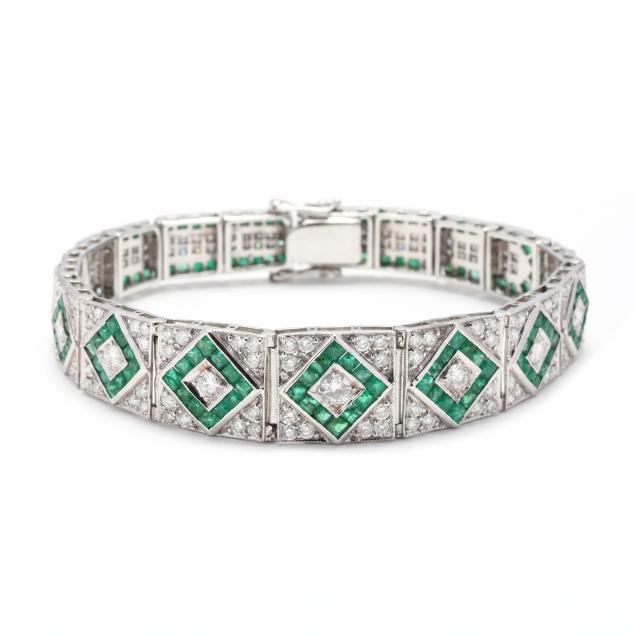 VINTAGE 18KT WHITE GOLD EMERALD  34bb18