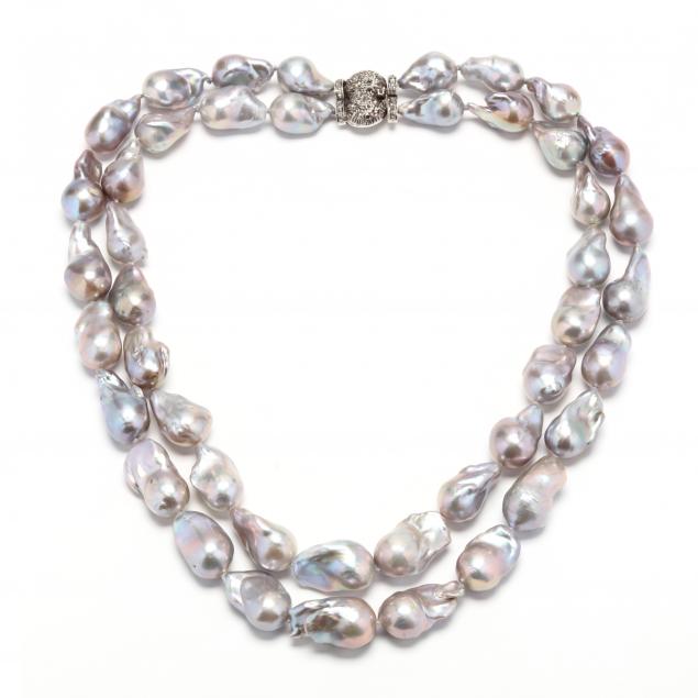 DOUBLE STRAND BAROQUE PEARL NECKLACE 34bb13