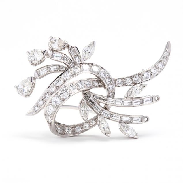 PLATINUM AND DIAMOND SPRAY BROOCH 34bb1e