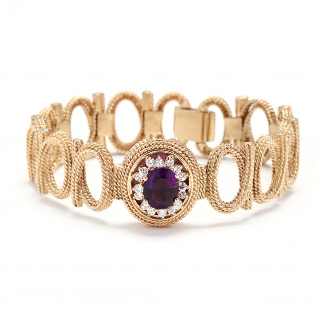 14KT GOLD, AMETHYST, AND DIAMOND