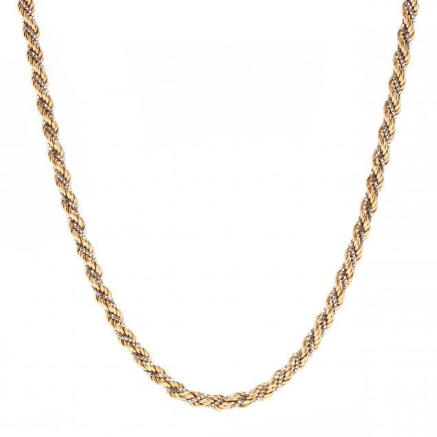 14KT BI-COLOR GOLD ROPE CHAIN NECKLACE