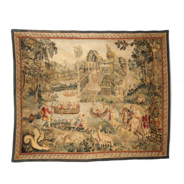 ANTIQUE CONTINENTAL SCENIC TAPESTRY 34bbde