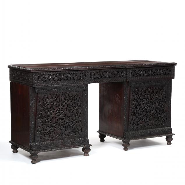 ANGLO-INDIAN CARVED ROSEWOOD SIDEBOARD
