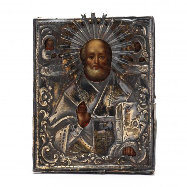 A RUSSIAN ICON OF SAINT NICHOLAS