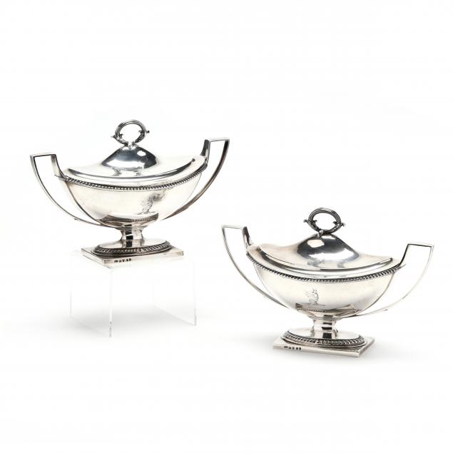 A PAIR OF GEORGE III SILVER SAUCE