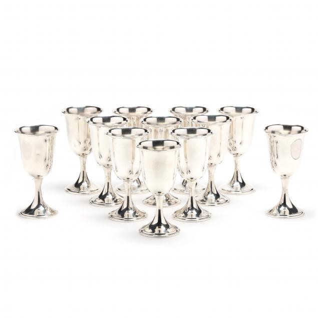 SET OF TWELVE STERLING SILVER GOBLETS 34bc31