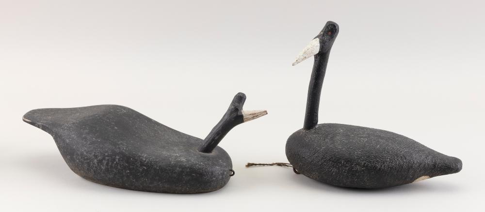 TWO FOLKSY FRESHWATER COOT DECOYS