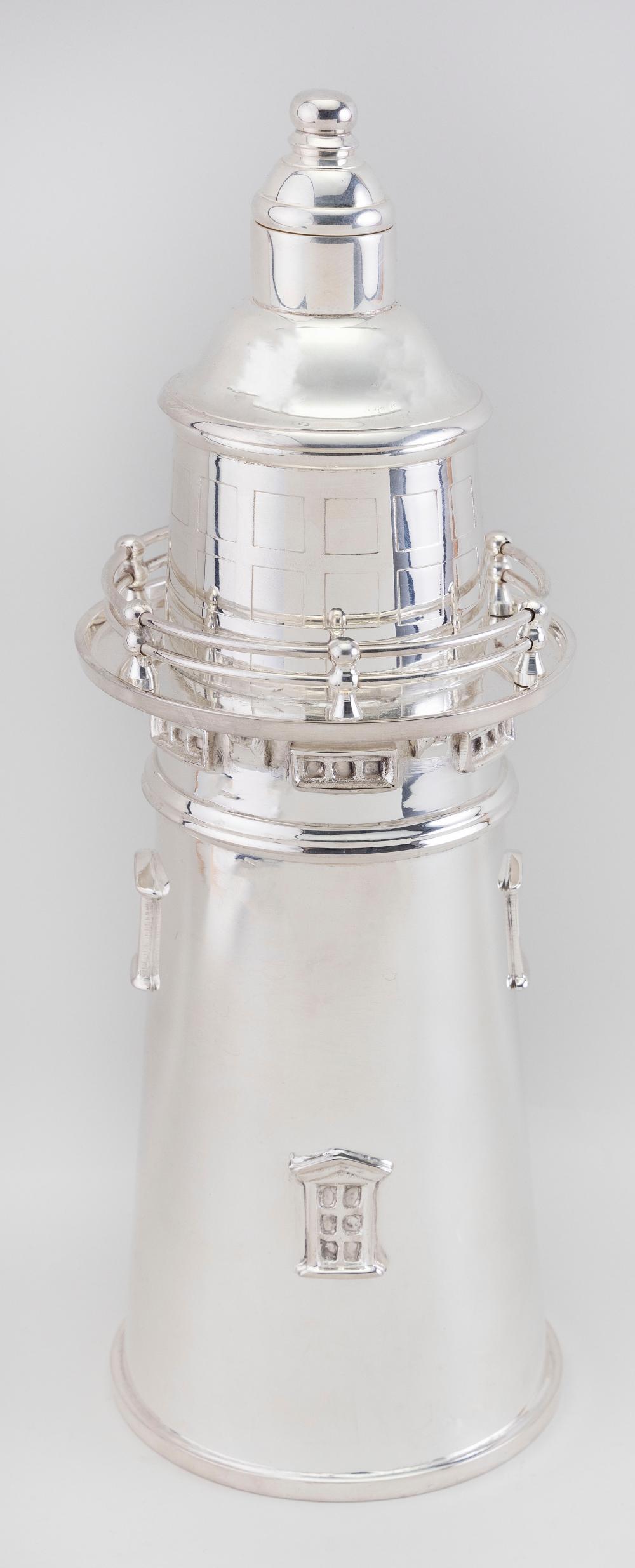 SILVER PLATED LIGHTHOUSE-FORM COCKTAIL