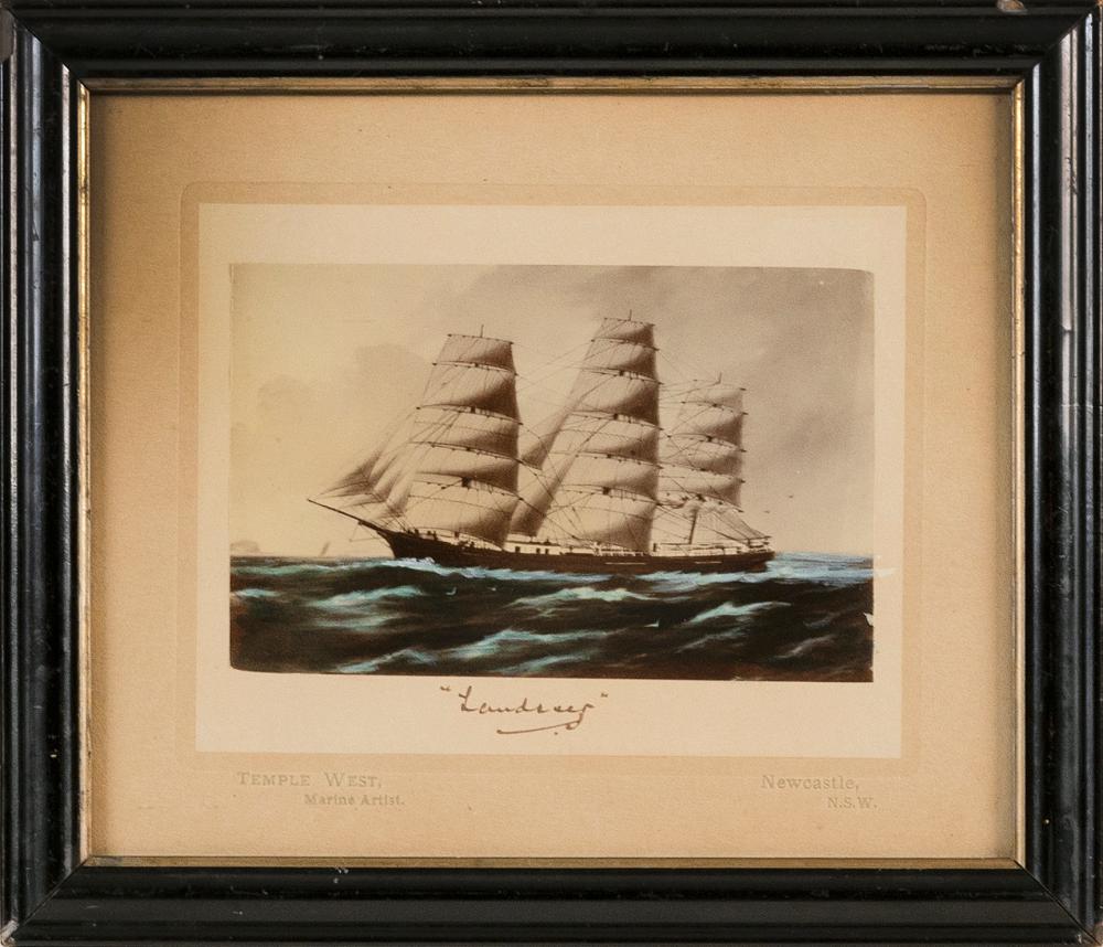 PAINTED PHOTOGRAPH OF A THREE MASTED 34bc81