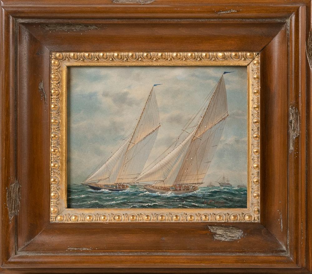 PAINTING OF A YACHT RACE CONTEMPORARY 34bc84