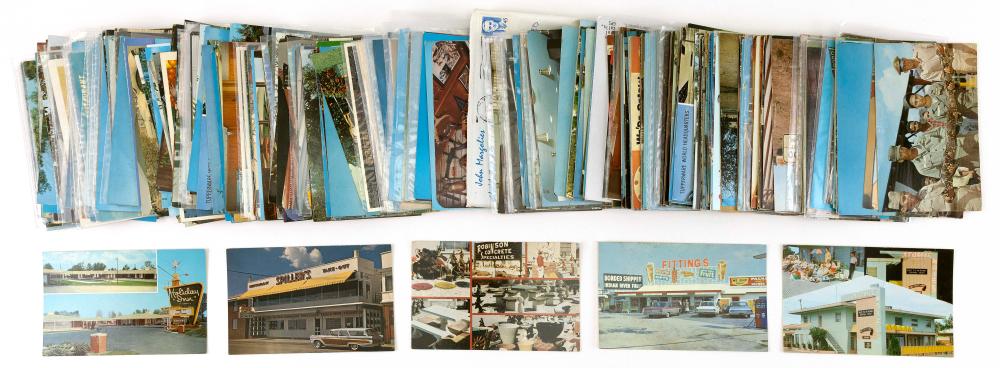 (TOPICAL AND VIEW): 385 CHROME-ERA POSTCARDS