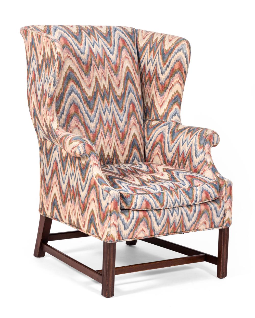 CHIPPENDALE-STYLE WING CHAIR MAHOGANY