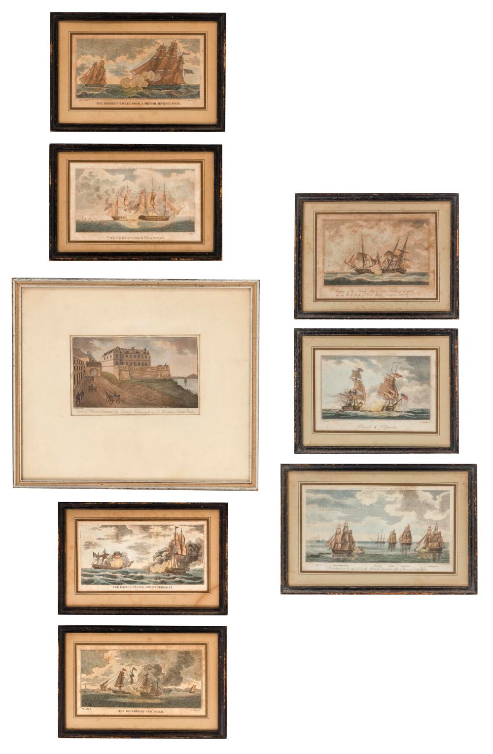 EIGHT COLORED ENGRAVINGS OF NAVAL 34be44