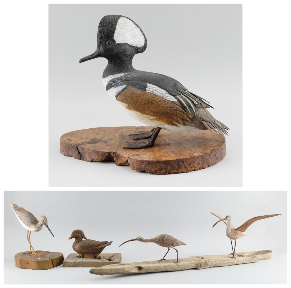 FOUR DECORATIVE BIRD CARVINGS CONTEMPORARYFOUR