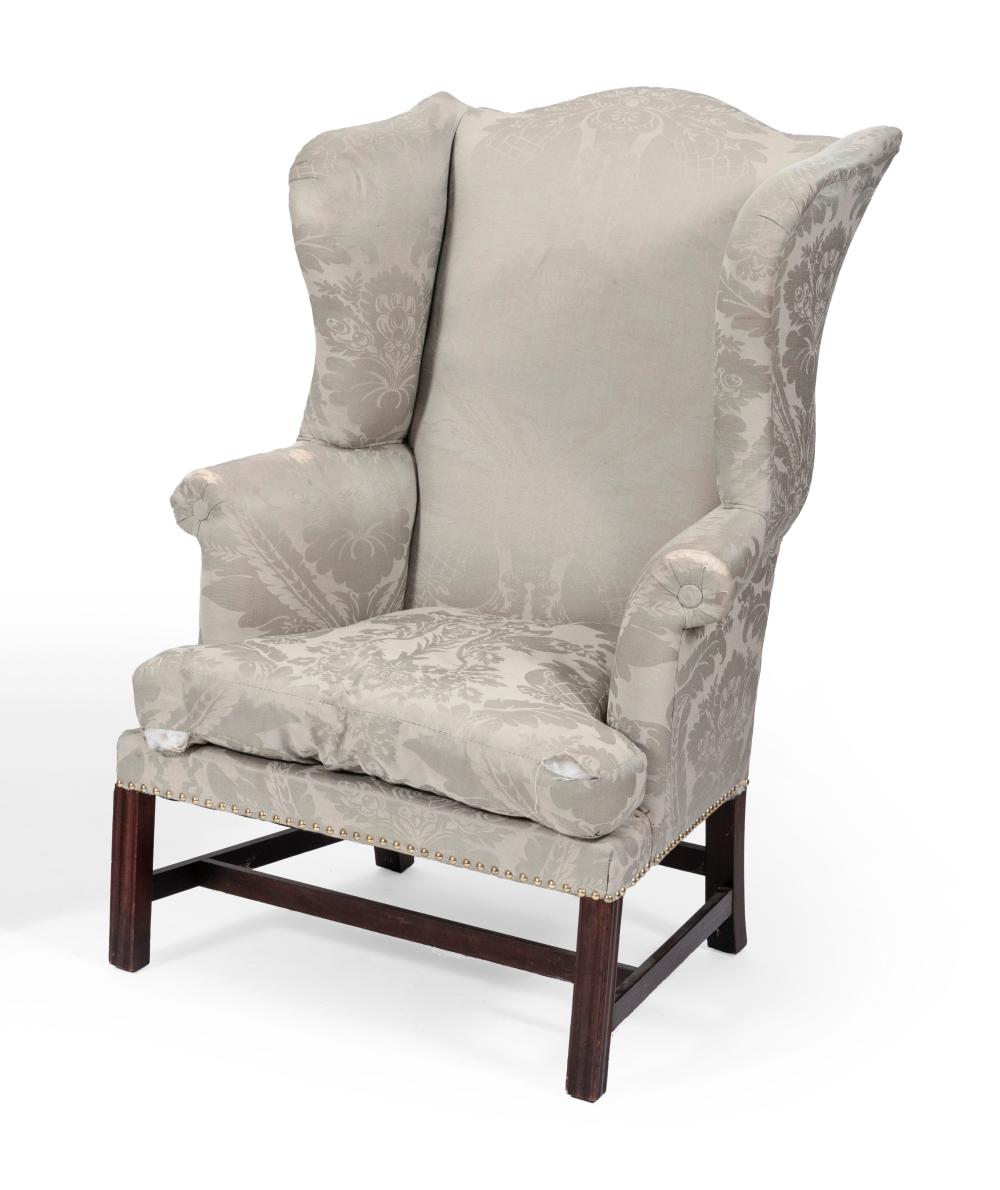 CHIPPENDALE WING CHAIR CIRCA 1780CHIPPENDALE