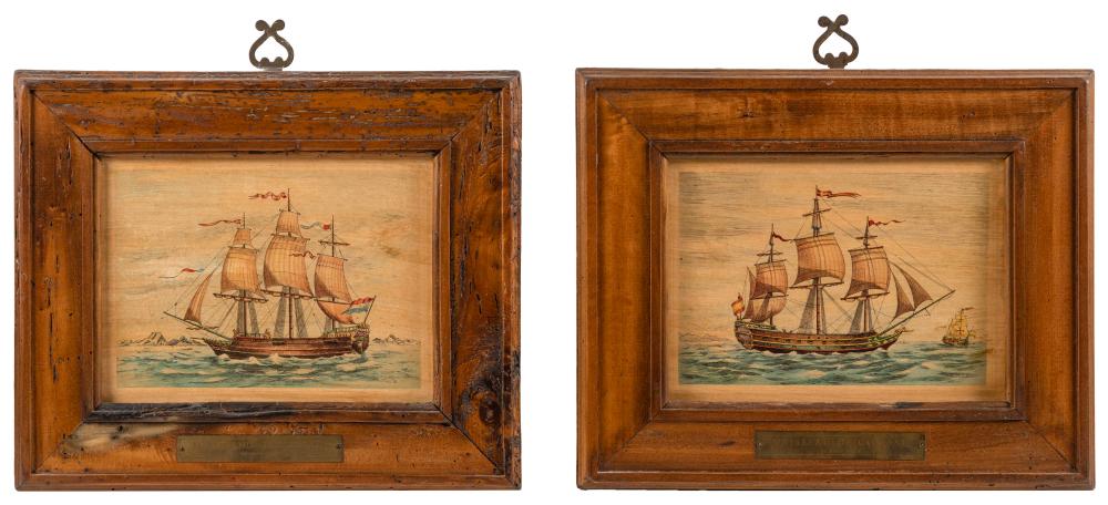 PAIR OF CONTINENTAL SHIP PORTRAITS