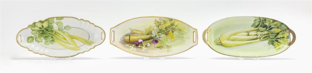 THREE NIPPON PORCELAIN CELERY DISHESTHREE