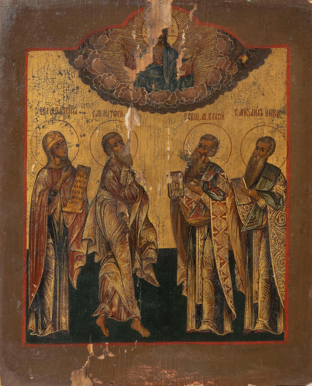 RUSSIAN ICON DEPICTING FOUR MALE 34bf0c
