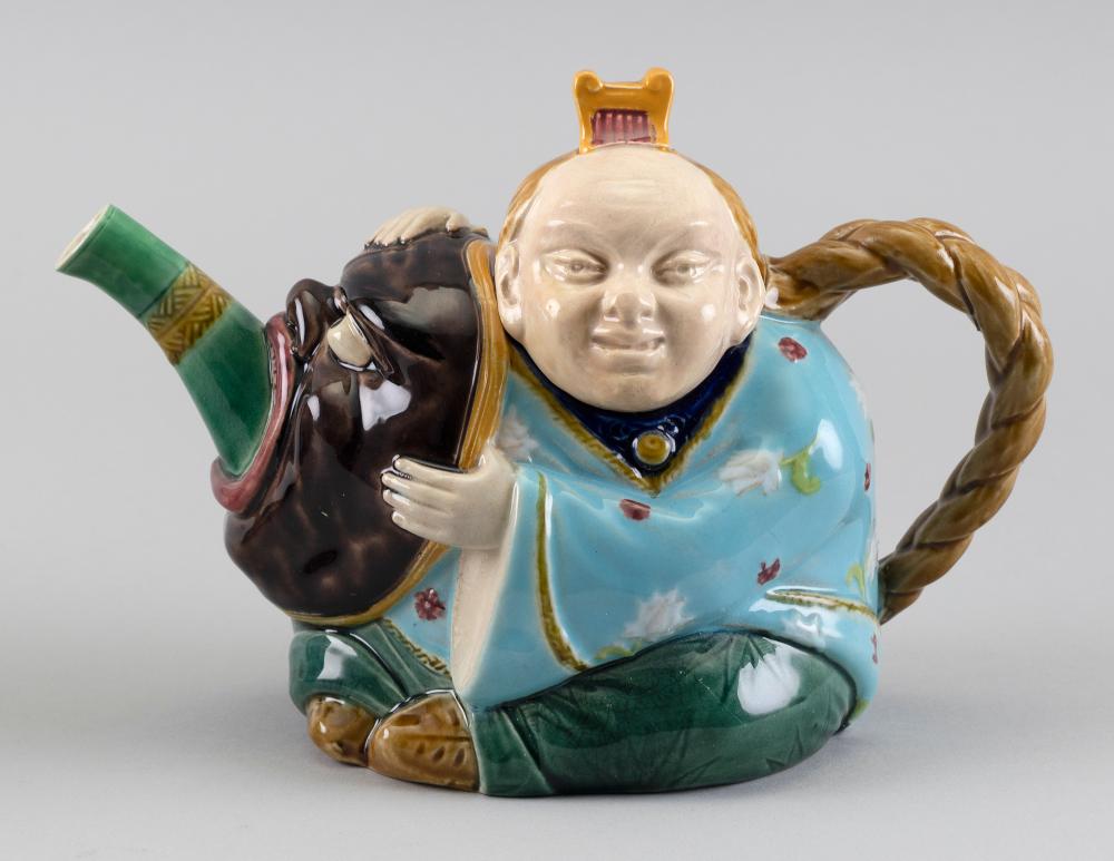 MINTONS FIGURAL MAJOLICA TEAPOT