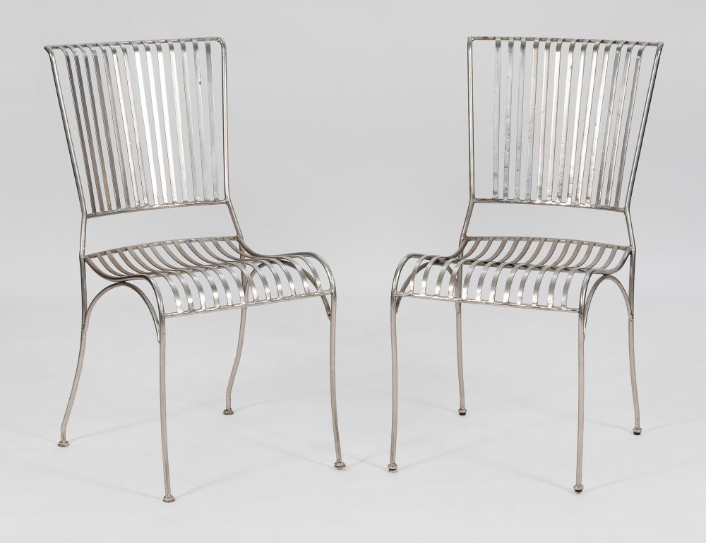PAIR OF CHROME SIDE CHAIRS CONTEMPORARY